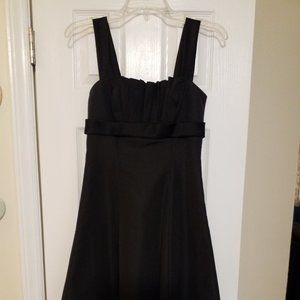 David's Bridal black sleeveless tea length faile dress